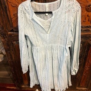 Anthropologie Sky Blue Eyelet dress